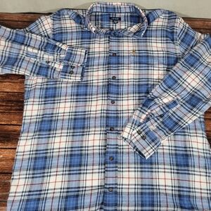 IZOD Men's Blue Plaid Flannel Longsleeved Shirt